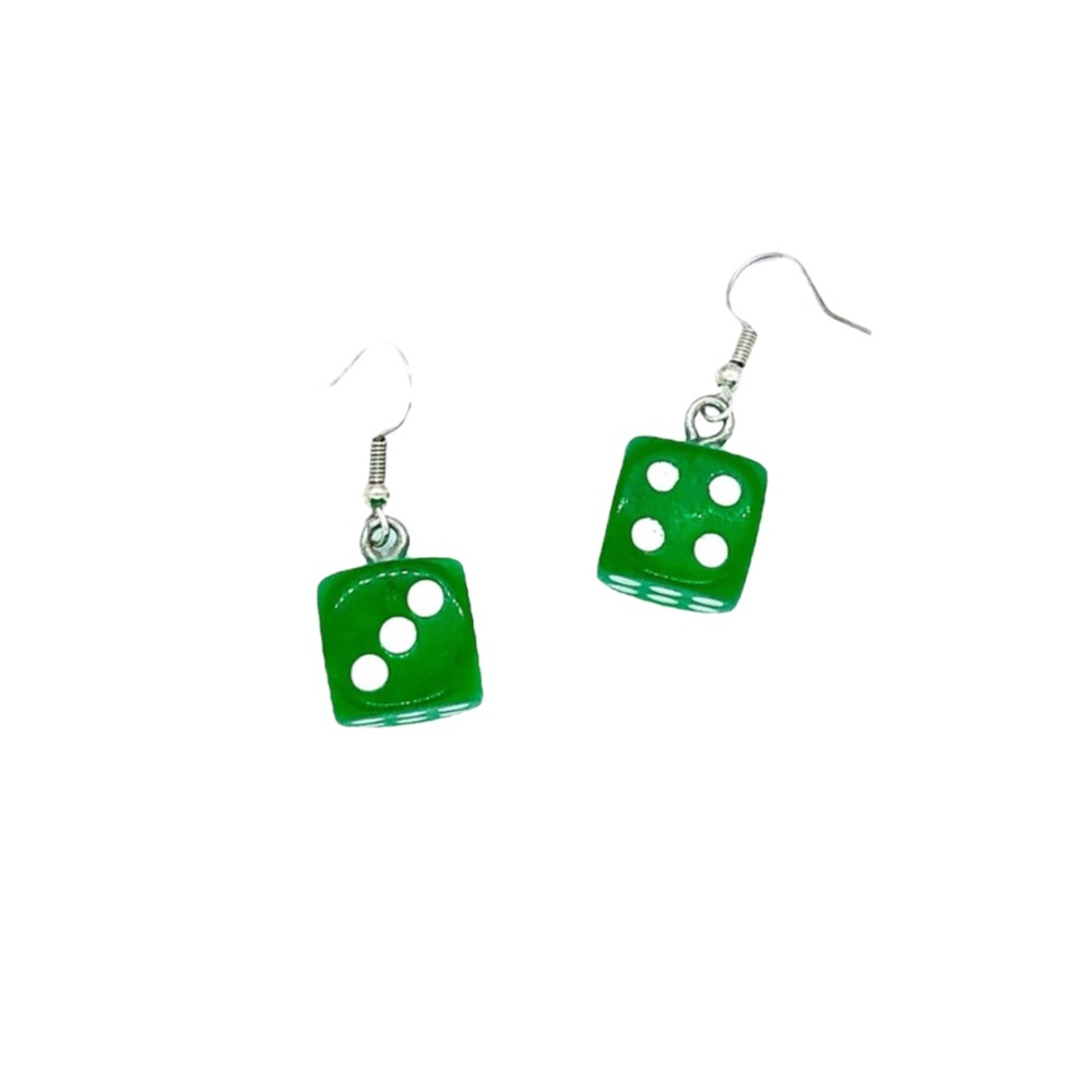 Lucky number acrylic dice dangle earrings